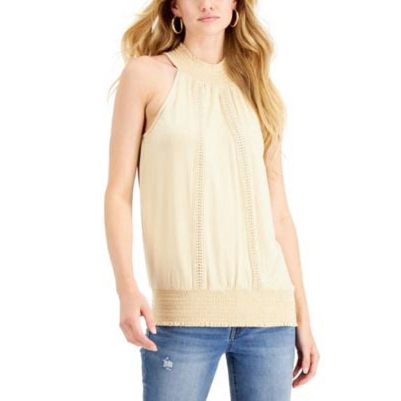 MSRP $50 Fever Ruched Halter Top Cream Size XL
