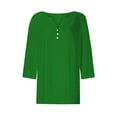 thumbnail image 4 of Enjoytime Womens 3/4 Sleeve Tops and Blouses Loose Solid Color V-Neck Blouse Summer Office Work Business Shirts, 4 of 4