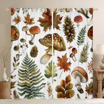 Homewish Hello Fall Curtains Pack of 2 (42x84 Each),Rustic Mushroom Maples Curtains Blackout,Tropical Plam Leaf Bedroom Curtains For Men Women,Ultra Soft Home Decor