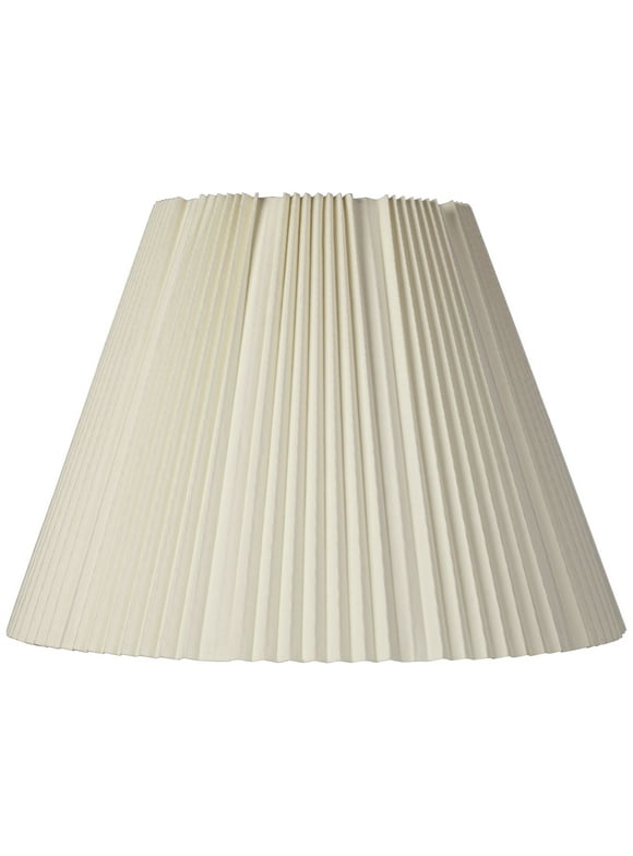 Springcrest Eggshell Pleated Large Empire Lamp Shade 9" Top x 17" Bottom x 11.75" High x 12.25" Slant (Spider) Replacement with Harp and Finial