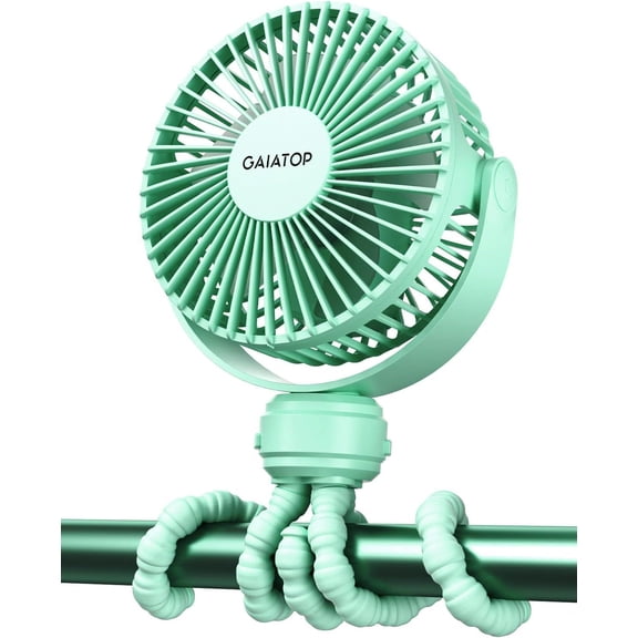 Mini Portable Stroller Fan, Battery Operated Small Clip on, Detachable 3 Speed Rechargeable, 360° Rotate Flexible Tripod Better Cooling for Car Seat Crib Treadmill