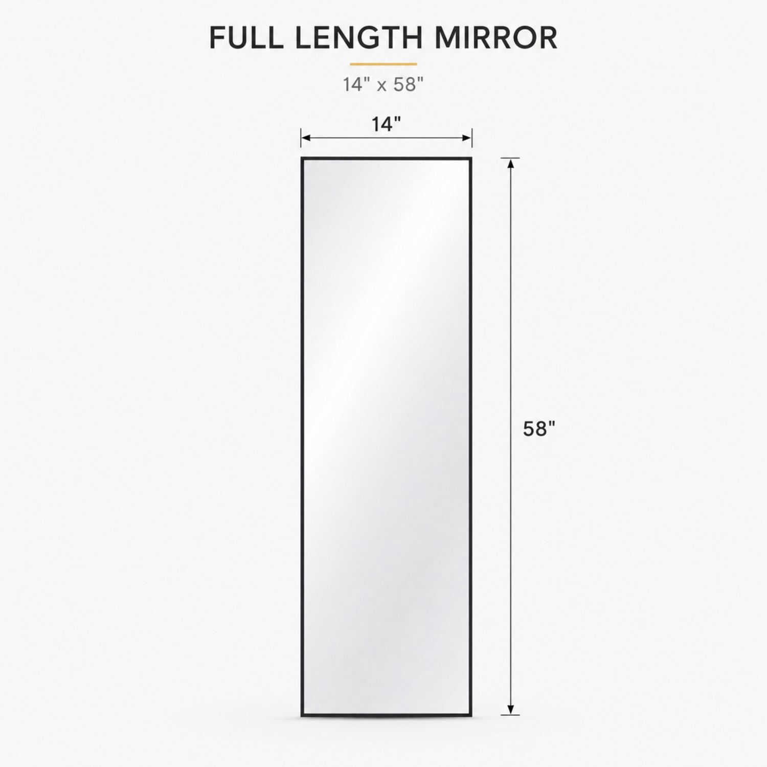 Easy4Home 58"x14" Rectangular Full Length Mirror Freestading Full Body Floor Mirror, Black