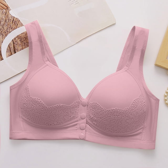 AherBiu Button Bras for Women Front Closure Full Coverage Seamless Large Bust Bralette Comfort Soft Everyday Bras
