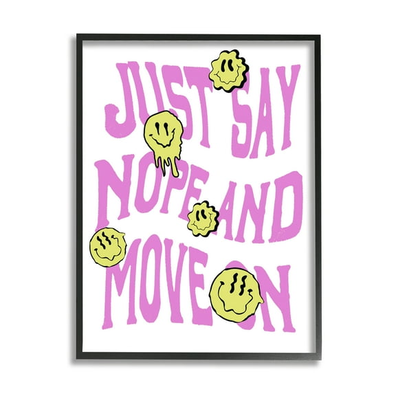 Stupell Industries Just Say Nope Phrase Inspirational Painting Black Framed Art Print Wall Art, 11 x 14