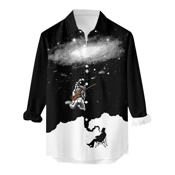 Camisa de manga larga para hombre, blusa con cuello vuelto, botones informales, cárdigan con estampado sin posicionamiento, camisa tipo cárdigan Odeerbi ODB-2