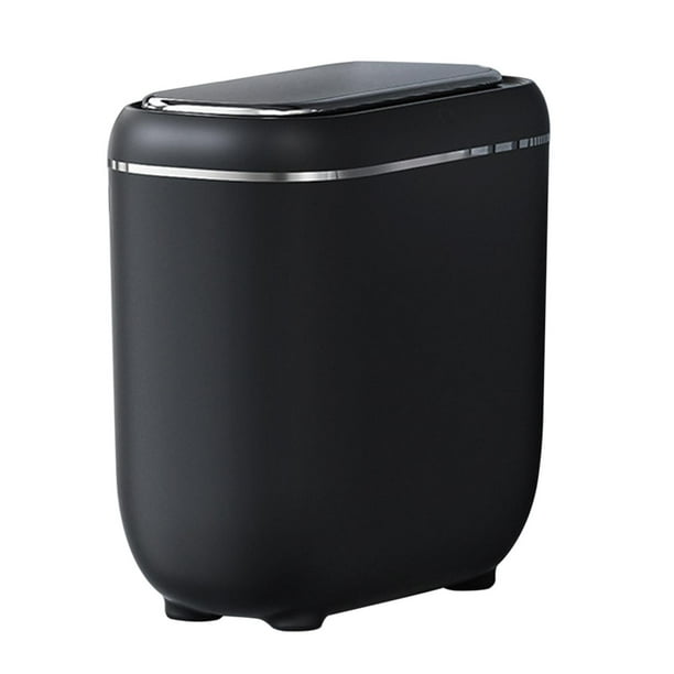 Papelera de baño estrecha, impermeable, recargable, inteligente. negro