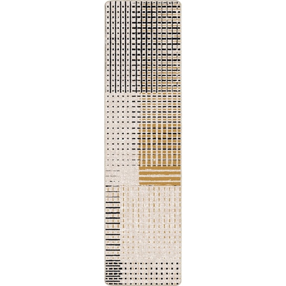 Milliken Residency Area Rug GRIDLOX Gridlox Beige Modern, 2' x 8'