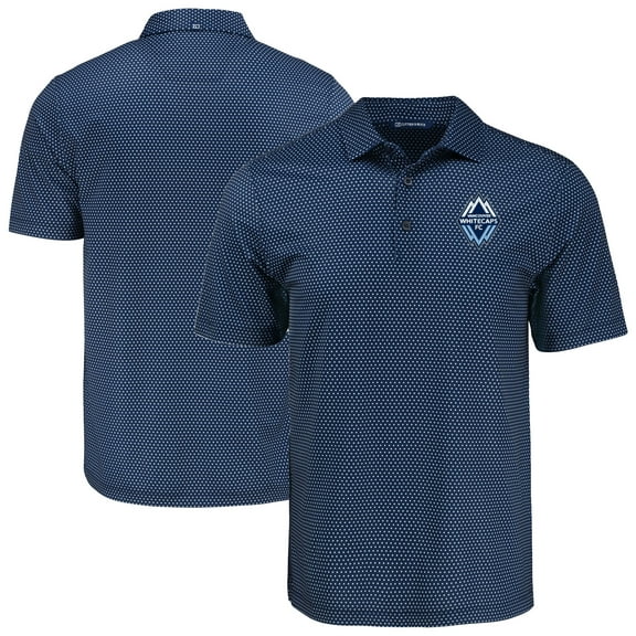 Men's-Cutter & Buck  Navy Vancouver Whitecaps FC Big & Tall Pike Eco Shadow Check Print Recycled Polo