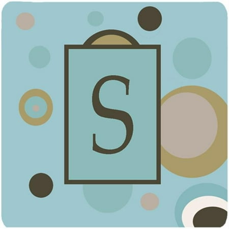 

Monogram - Blue Dots Foam Coasters Initial Letter S Set - 4