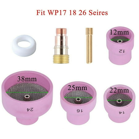 

RANMEI 7Pcs TIG Wel Ding Torch Stubby Gas Lens Ceramic Cup Kit For WP-17/18/26 New