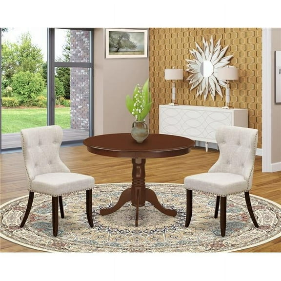 Hartland Dining Set - Mahogany & Doeskin, Set of 2