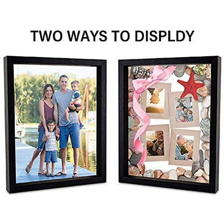 8x8 Shadow Box Frame Display Case, 2 Depth for Collages Mementos Gift  Brown