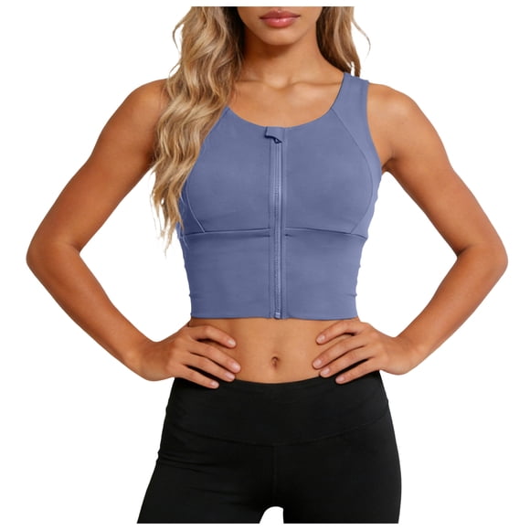 Yammkia Woman Sports Bra Women's Front Sports Bra Wireless Post Surgery Bra Active Yoga Sports Bras(Gray,XL)