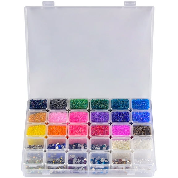 Fullcase 30 Grids Diamond Painting Storage Containers, Bead Organizer Case (Box Only)