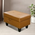 thumbnail image 2 of Faux Leather Storage Ottoman Bench, Storage Chest, Foot Rest Stool, Brown, 2 of 8