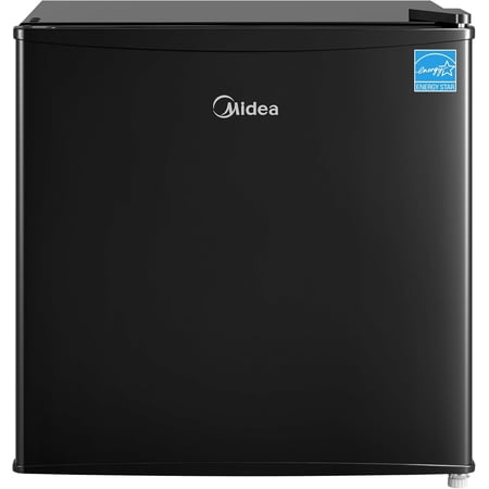 MERM17B0ABB 1.7 Cu Ft Mini Fridge, Compact Refrigerator with Adjustable Thermostat, Reversible Door, Low Noise, Energy Efficient, Ideal for Dorm, Office, Bedroom, Black