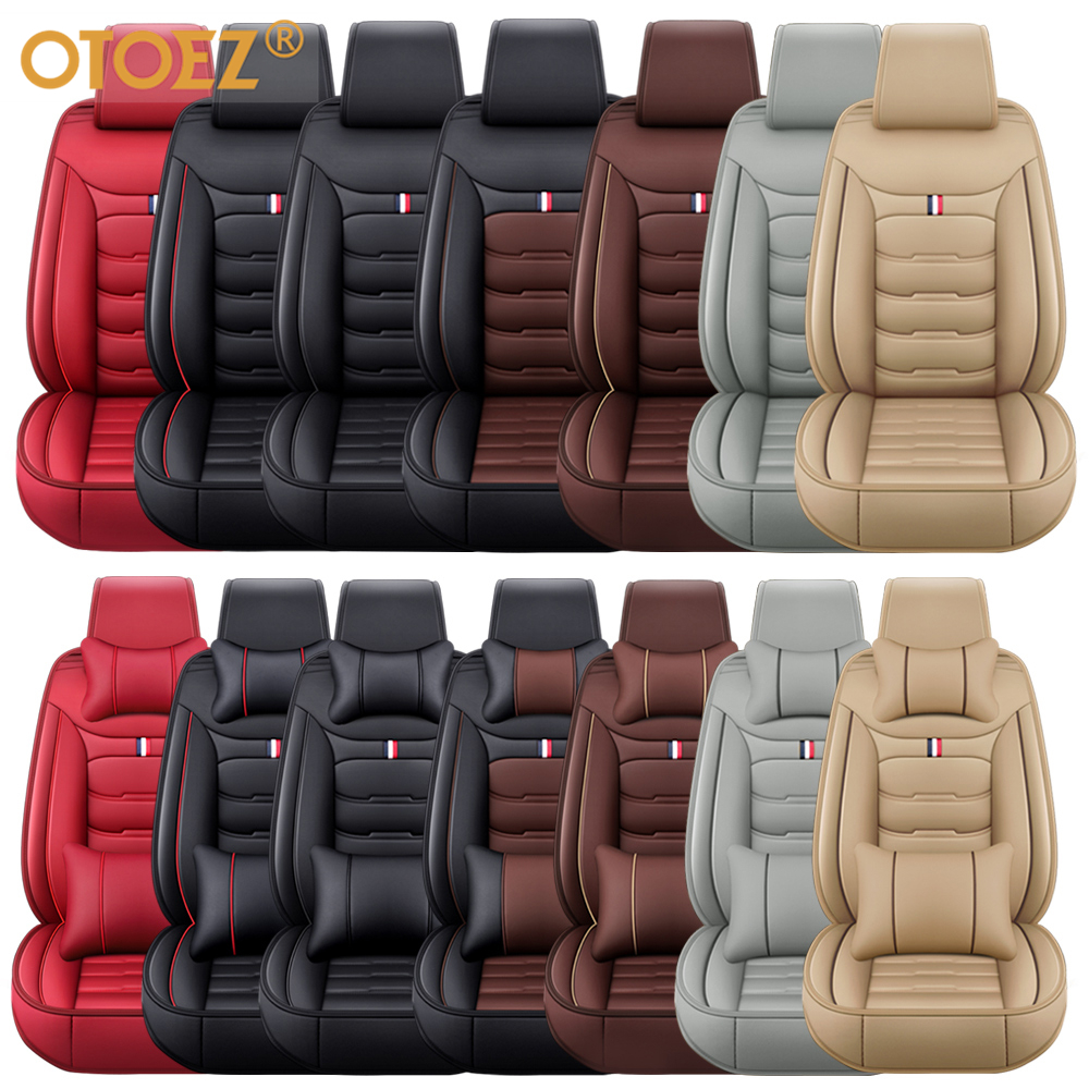 OTOEZ Car Seat Covers Full Set Leather Front and Rear Bench Backrest Seat Cover Set Universal Fit for Auto Sedan SUV Truck - image 2 of 12