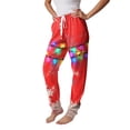 thumbnail image 3 of Women's Christmas Print Pajama Pants, Elastic Waist Tapered Casual Jogger Trousers, Holiday Cozy Soft Winter Sleepwear Bottoms Red XL, 3 of 5