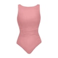 thumbnail image 3 of Pounoo Womens High Neck One Piece Swimsuits Slim Fit Shirred Waist Tummy Control Beach Swimwear Bathing Suits Gift, 3 of 8