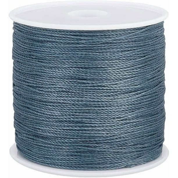 Cordón encerado de 0,5 mm, 116 yardas, gris y azul. Cordón de algodón encerado para la elaboración de pulseras, collares y bisutería.