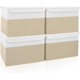 thumbnail image 1 of Grande Cubo Organizador Canasta de Almacenamiento Plegable de Tela de Lino de 22 Cuartos con Tapa Abatible y Asas, Caja de Ropa y Mantas para el Hogar, Oficina, Clóset, Beige y Blanco, 1 of 4