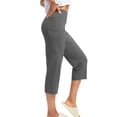 thumbnail image 4 of Capri Pants for Women High Waist Cropped Yoga Pants Straight Leg Athletic Workout Leggings with Pockets Dark Gray 2XL, 4 of 6