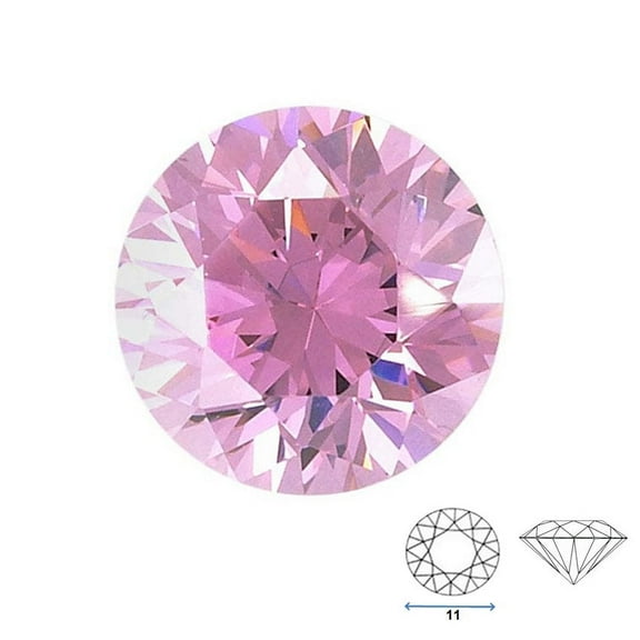 Round Shape Imitation Pink Faceted Loose Gemstone Sized 11 mm