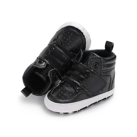 

Mildsown Infant Baby PU Leather Anti-Slip Soft Sole Sneakers High Top Velcro Closure Shoes