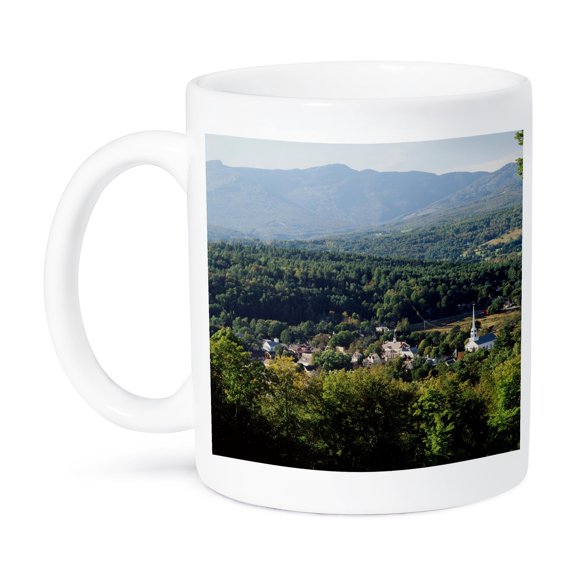 3dRose, View of town with mountain, Stowe, Vermont, USA - US46 WBI0050 - Walter Bibikow, 15oz Mug