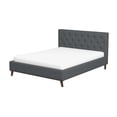 thumbnail image 4 of JERFIT King Size Upholstered Platform Bed Frame with Tall Tufted Headboard, Grey Fabric, No Box Spring Needed, 4 of 10