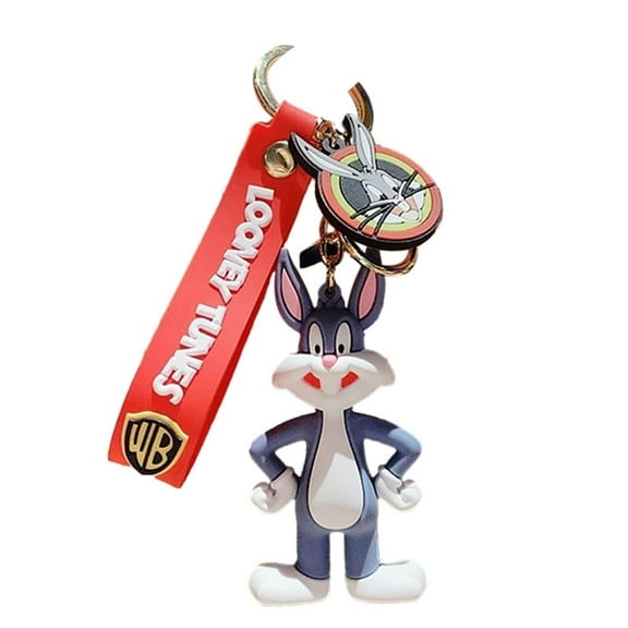 Bugs Bunny Cartoon Character Rubber 3D Charm Keychain Keyring