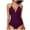 Wine, variant on VBTAPA Tummy Control Swimsuits for Women Full Coverage One Piece Bathing Suits Metal Halter V Neck Ruched Slimming Swimwear Lightning Sales White L