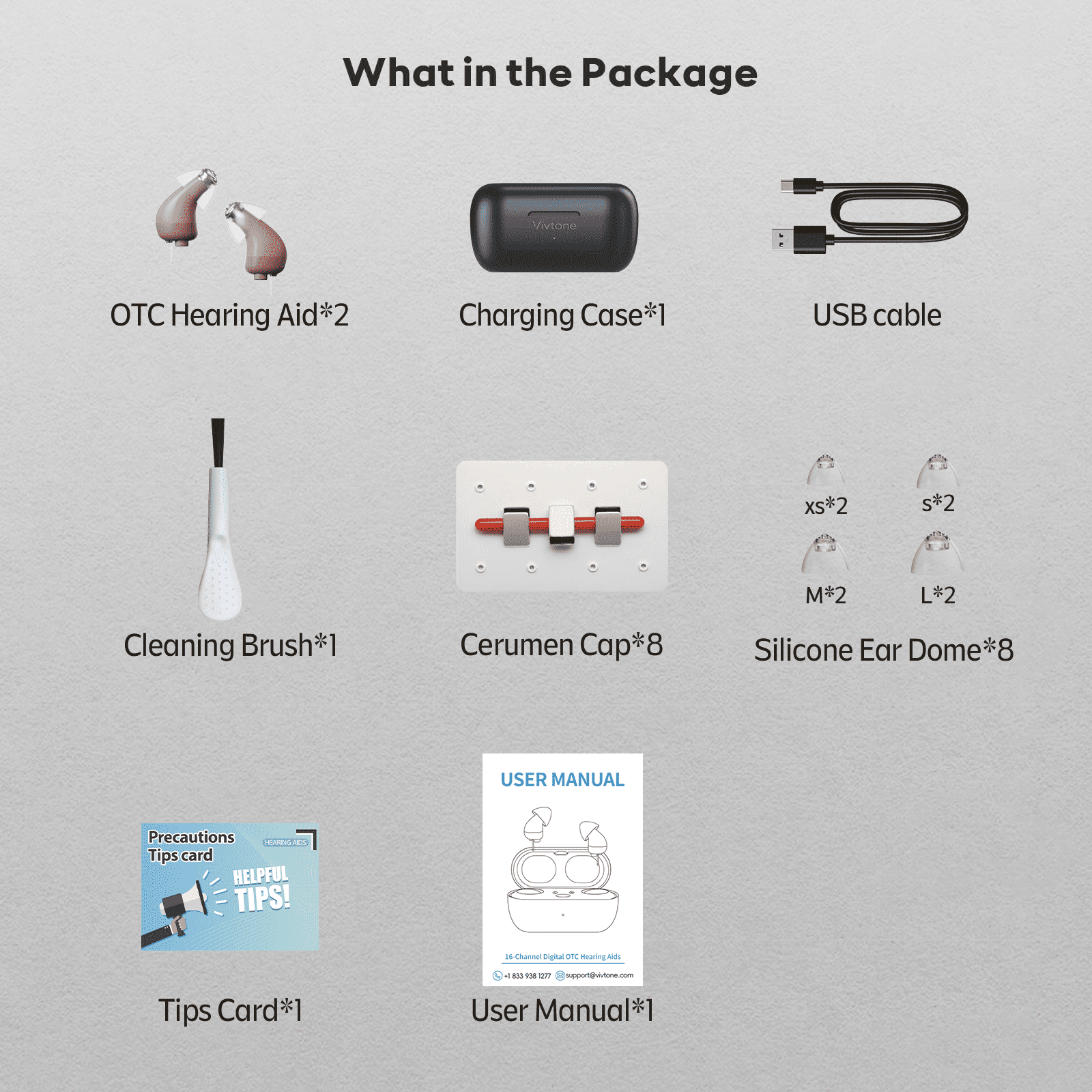 Vivtone Advanced Digital OTC Supermini Hearing Aids, Rechargeable, Completely-in-the-Canal, for Seniors Adults, Pair