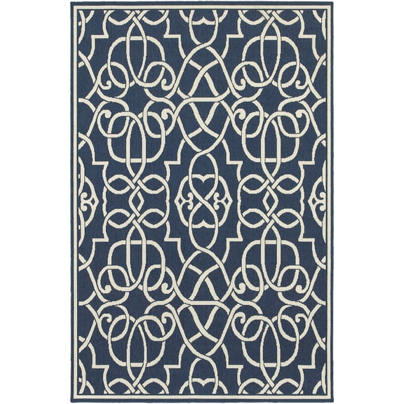 Moretti Constant Area Rug 2205B Navy Curls Curves 1' 10" x 2' 10" Rectangle