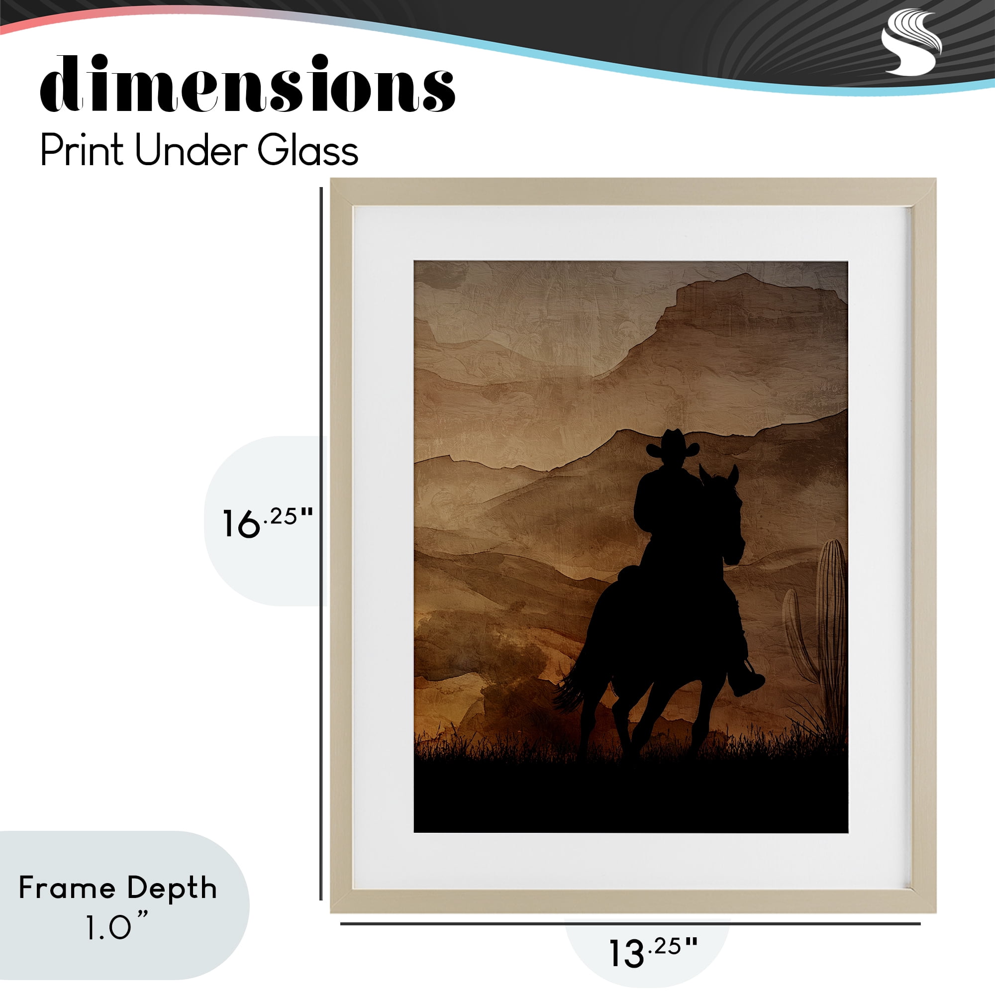 Stupell Industries Cowboy's Sunset Ride Birch Framed Print Under Glass, design by Kim Allen