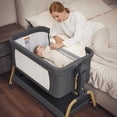 thumbnail image 2 of Angelbliss 3-in-1 Baby Bassinet & Bedside Sleeper, Rocking Crib with 6 Adjustable Heights, Wheels, and Mattress, Portable & Foldable Bassinet for Newborn Infant, 2 of 7