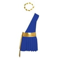 thumbnail image 4 of Linjinx Men's 2Pcs Festival Ancient Greek God Toga Outfit and Headwear Set for Toga Party Blue 3XL, 4 of 6