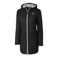 thumbnail image 2 of Women's Cutter & Buck Black Tulane Green Wave Rainier Primaloft Eco Hooded Long Coat, 2 of 3