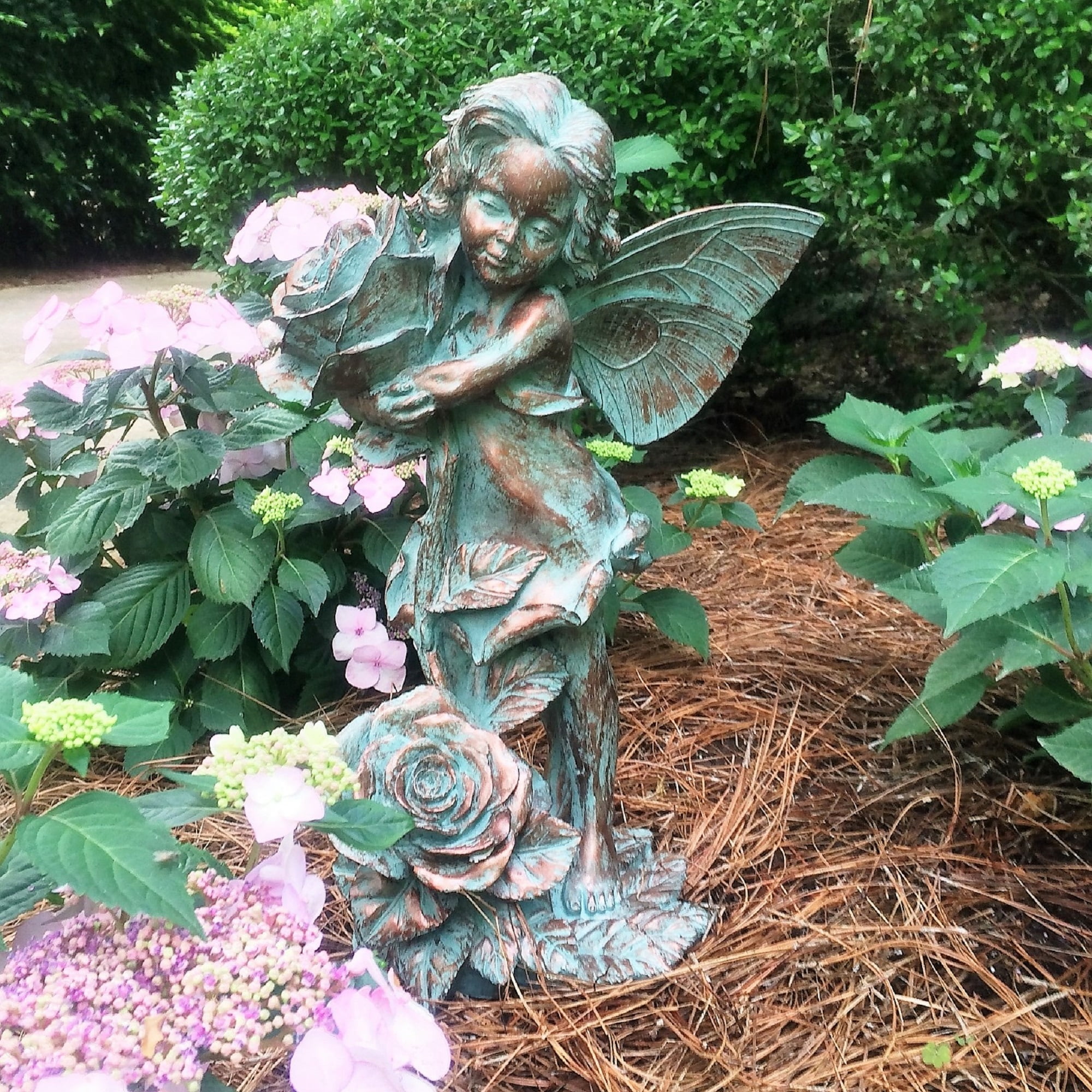 Homestyles 20"H Lilian Rose Fairy in Bronze Patina Home Patio & Garden Statue