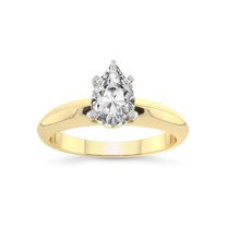 2 Carat IGI Certified Pear Shape Lab Grown Diamond Engagement Ring | 14K Yellow Gold |Eloise Solitaire Knife Edge Lab Diamond Ring | FG-VS1-VS2 Quality Friendly Diamonds