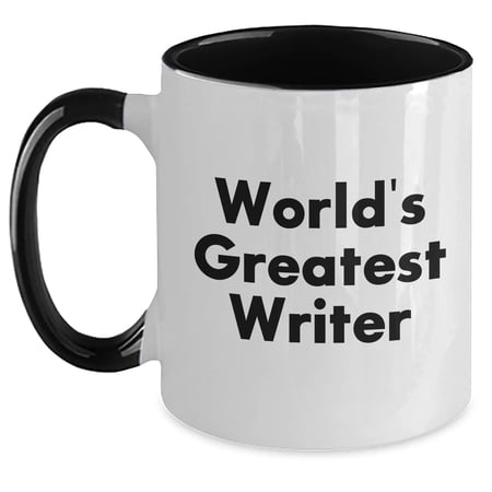 Funny Writer Gifts from Family, Inspirational Two Tone Coffee Mug, 'World's Greatest Writer' Quote, Father's Day Unique Gifts for Men