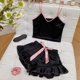 thumbnail image 3 of Conjunto de pijama de seda helada para mujer: pantalones cortos con tirantes y lazo liso, ropa fina para estar por casa, tallas S-XL, 3 of 3