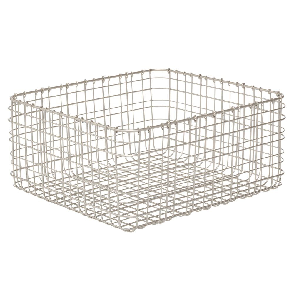 mDesign All Purpose Basket Stable Grid Box Silver Wire Basket with Handles The Flexible Storage Basket Universally Applicable 