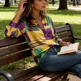 thumbnail image 7 of Asxite Womens Summer Tops Casual Fashion Print Lapel Collar Button Down Breathable Long Sleeve Shirts, 7 of 7
