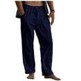thumbnail image 2 of Men's Linen Pants Casual Loose Pants Drawstring Elastic Waist Sweatpants, 2 of 5