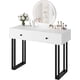 thumbnail image 1 of Small blanca moderno vanity escritorio con lighted mirror y 2 cajones para dormitorio, 1 of 7