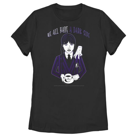 Women's Wednesday We All Have a Dark Side  Graphic Tee Black Medium