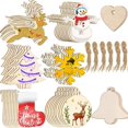 thumbnail image 2 of Adornos navideños de madera sin terminar, 10 piezas, colgantes en blanco, rebanadas de madera con hilo de yute, manualidades para decoración de árbol de Navidad DIY, 2 of 4