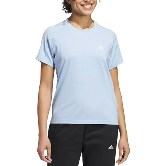 adidas Women's Short Sleeve Stretch Active Tee Shirt (Glow Blue, X-Large)
