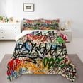 thumbnail image 2 of Erosebridal 3D Colorful Graffiti Bedding Full Comforter Set, Abstract Art Painting Down Comforter, Street Old School Decor, 3pcs, 2 of 7